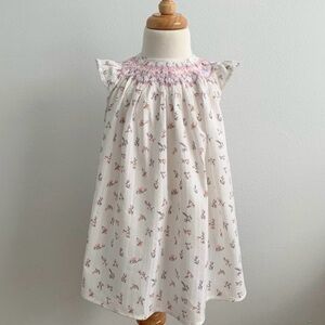 Floral Smocked Dress with Lace Trim